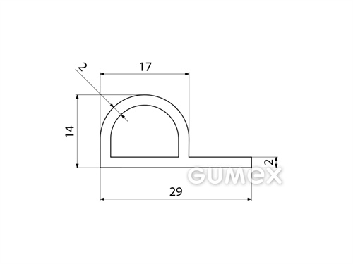 Kompaktes Silikonprofil, P-Form mit Hohlkammer - 0191